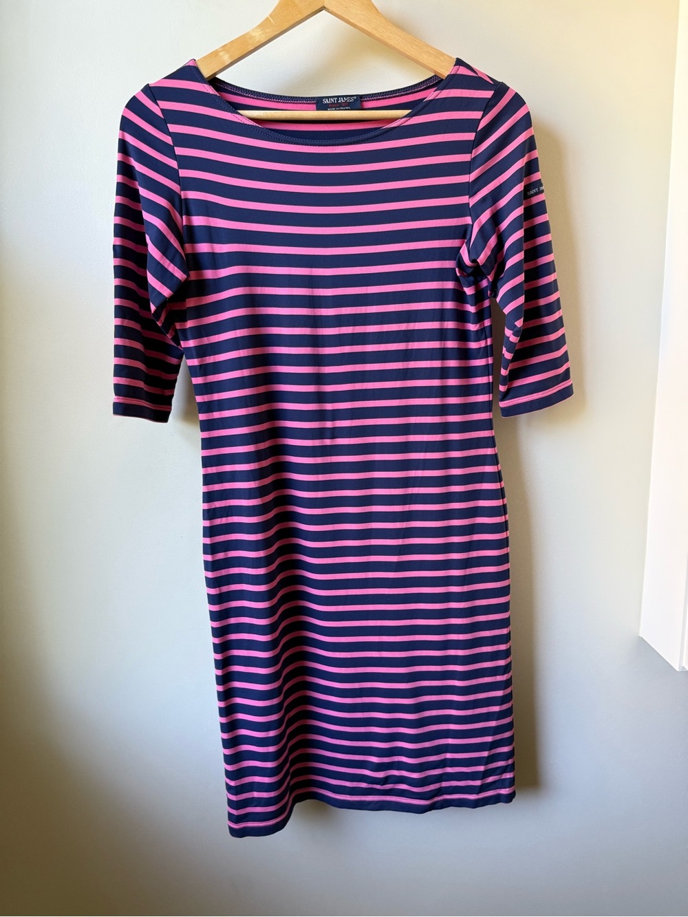 SAINT JAMES Breton Striped Propriano Dress Navy Pink Coastal Preppy Nautical M 8